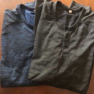 Men's Lululemon Henley Long Sleeve Pair - Heather Blue & Black